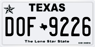 TX license plate DOF9226