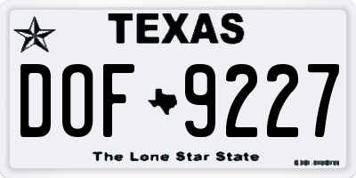 TX license plate DOF9227
