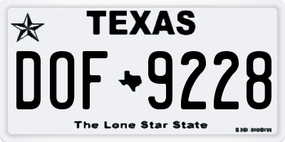TX license plate DOF9228