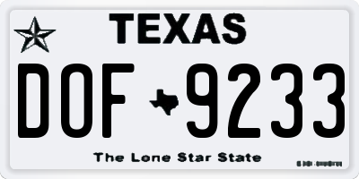 TX license plate DOF9233