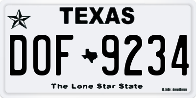 TX license plate DOF9234