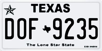 TX license plate DOF9235