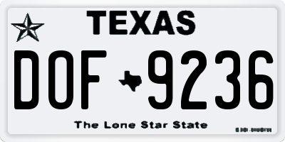 TX license plate DOF9236