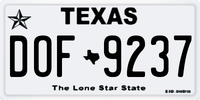 TX license plate DOF9237