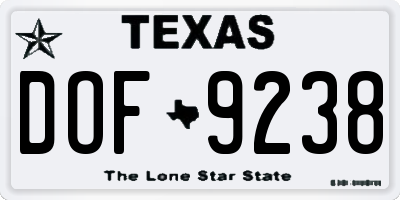 TX license plate DOF9238