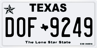 TX license plate DOF9249