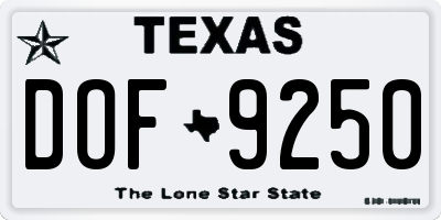 TX license plate DOF9250
