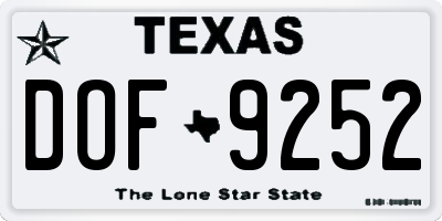 TX license plate DOF9252