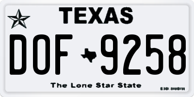 TX license plate DOF9258