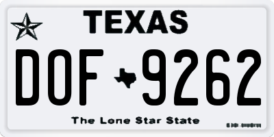 TX license plate DOF9262
