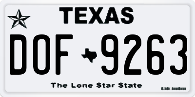 TX license plate DOF9263