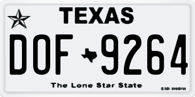 TX license plate DOF9264