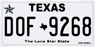TX license plate DOF9268
