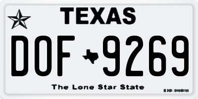 TX license plate DOF9269