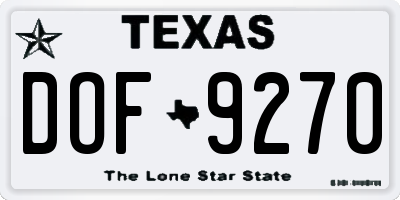 TX license plate DOF9270