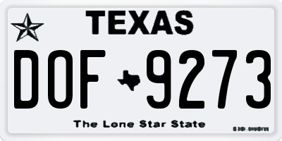 TX license plate DOF9273