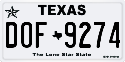 TX license plate DOF9274