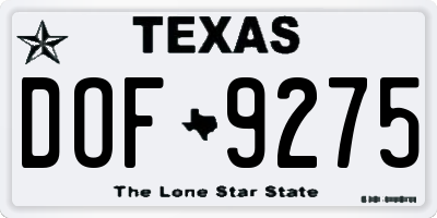 TX license plate DOF9275