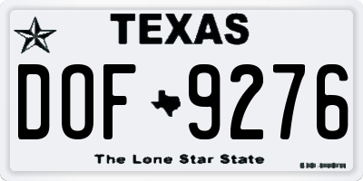 TX license plate DOF9276