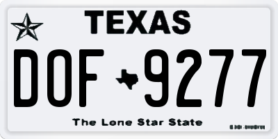 TX license plate DOF9277