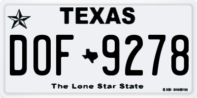TX license plate DOF9278