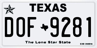 TX license plate DOF9281