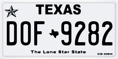 TX license plate DOF9282