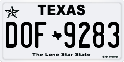 TX license plate DOF9283