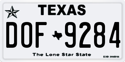 TX license plate DOF9284