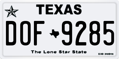 TX license plate DOF9285