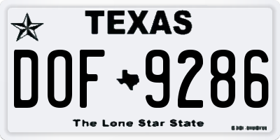 TX license plate DOF9286