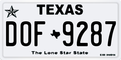 TX license plate DOF9287