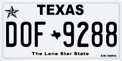 TX license plate DOF9288