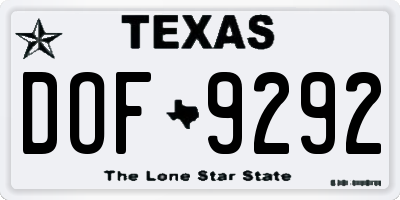 TX license plate DOF9292