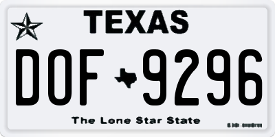 TX license plate DOF9296