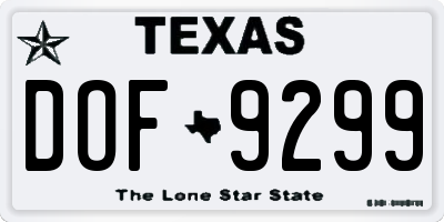 TX license plate DOF9299