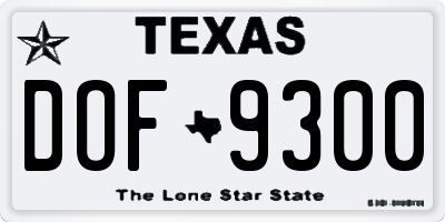 TX license plate DOF9300