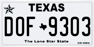 TX license plate DOF9303