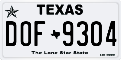 TX license plate DOF9304