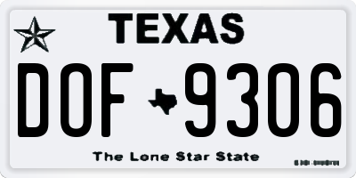 TX license plate DOF9306