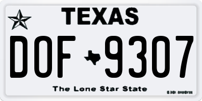 TX license plate DOF9307