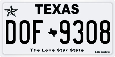 TX license plate DOF9308