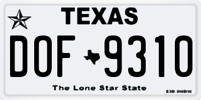 TX license plate DOF9310