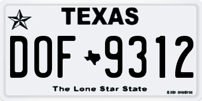 TX license plate DOF9312