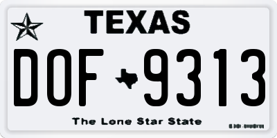 TX license plate DOF9313