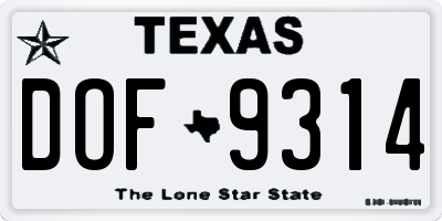 TX license plate DOF9314