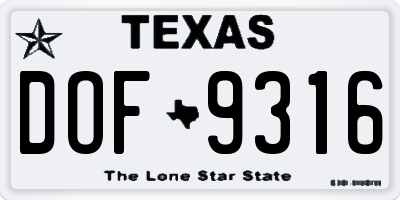 TX license plate DOF9316