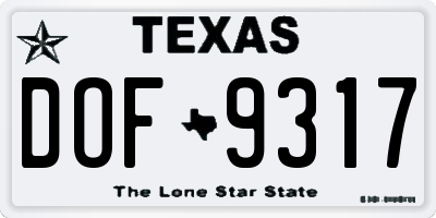 TX license plate DOF9317