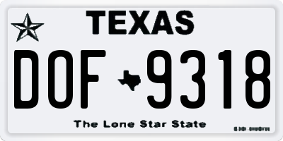TX license plate DOF9318