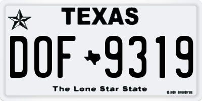 TX license plate DOF9319